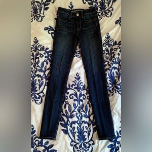 ✨Like New! AEO Jeggings Super Stretch X4 High Rise Dark Wash Long Skinny Jeans
